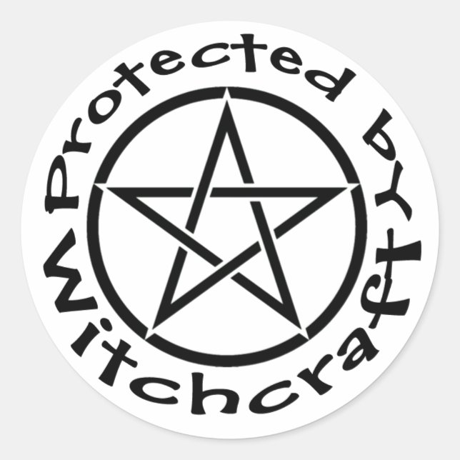 Protected by Witchcraft Pentacle Stickers Labels (Front)
