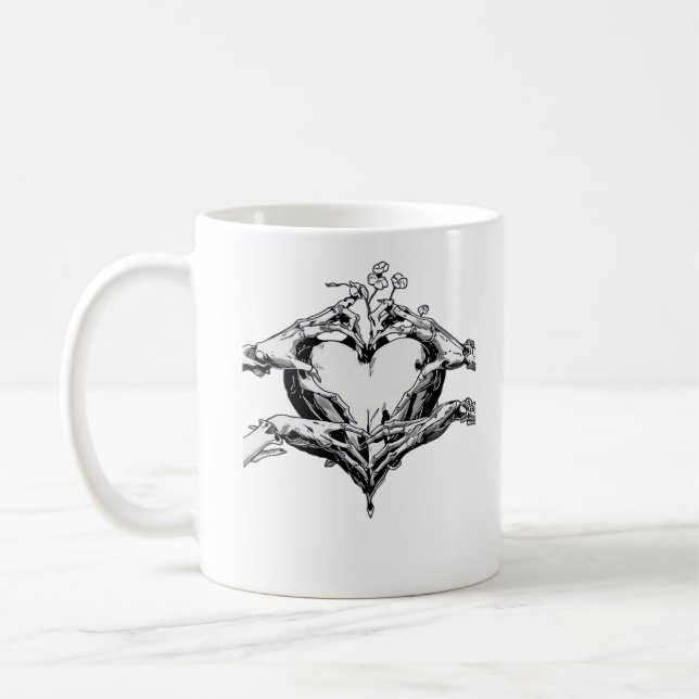 Protecting A Heart Skeleton Hand Heart Classic Coffee Mug (Left)