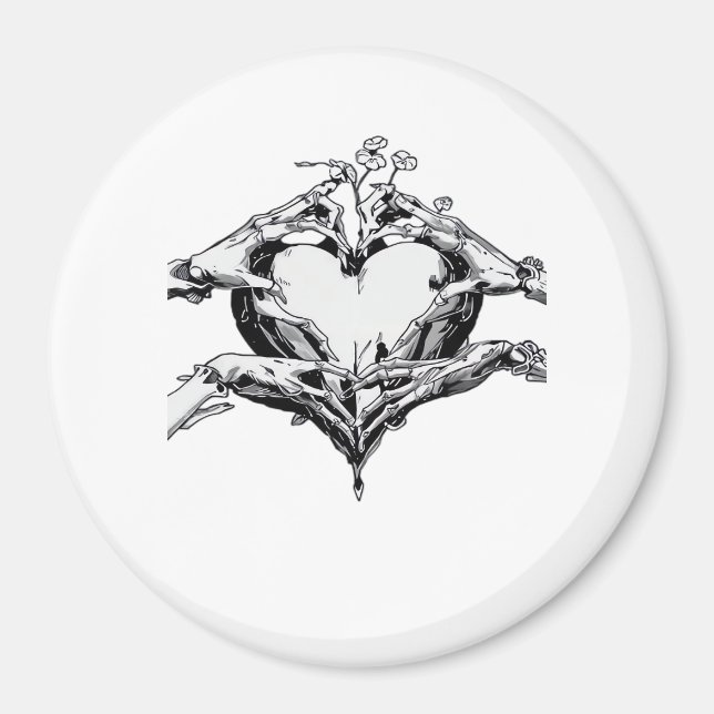Protecting A Heart Skeleton Hand Heart Classic Magnet (Front)