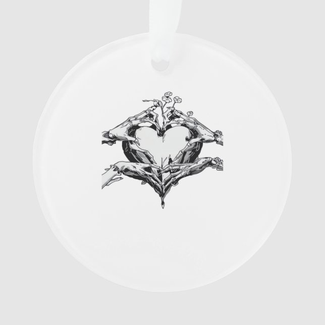 Protecting A Heart Skeleton Hand Heart Classic Ornament (Front)