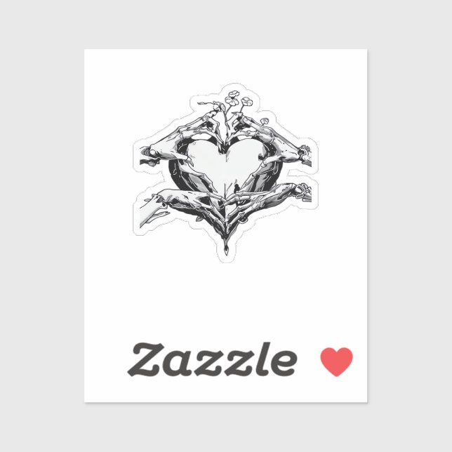 Protecting A Heart Skeleton Hand Heart Classic Sticker (Sheet)