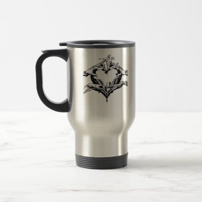 Protecting A Heart Skeleton Hand Heart Classic Travel Mug (Left)
