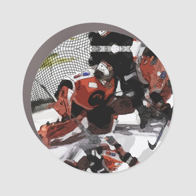 Protecting The Net-Ice Hockey  Car Magnet (Front)