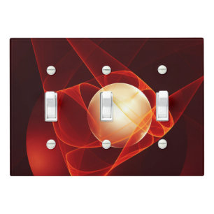 Protecting You, Modern Abstract Red Fractal Art Light Switch Cover