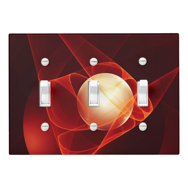 Protecting You, Modern Abstract Red Fractal Art Light Switch Cover (In Situ)
