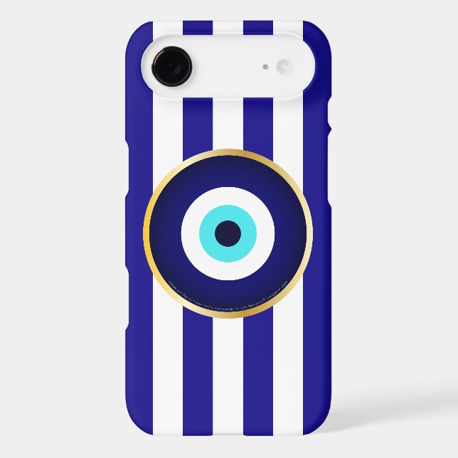 Protection from Evil Eye (Greek flag stripes) Case-Mate iPhone Case (Back)