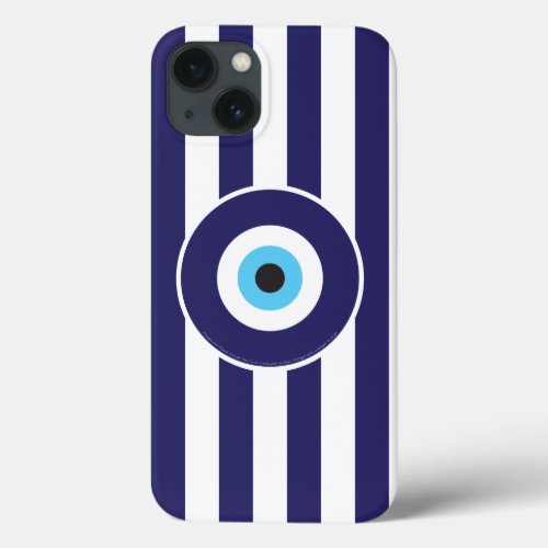 Protection from Evil Eye Greek flag stripes iPhone 13 Case