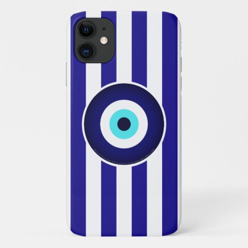 Protection from Evil Eye Greek flag stripes iPhone 11 Case