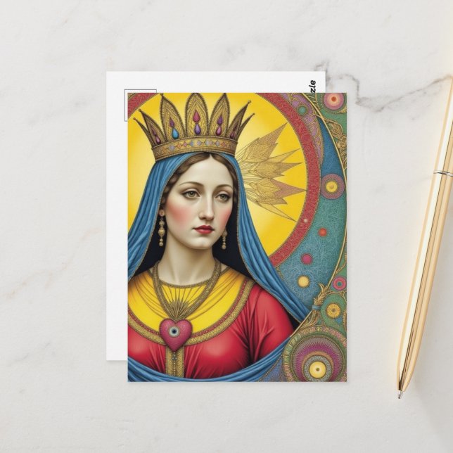  Protection From Evil Sacred Heart Of Mary Postcard (Front/Back In Situ)