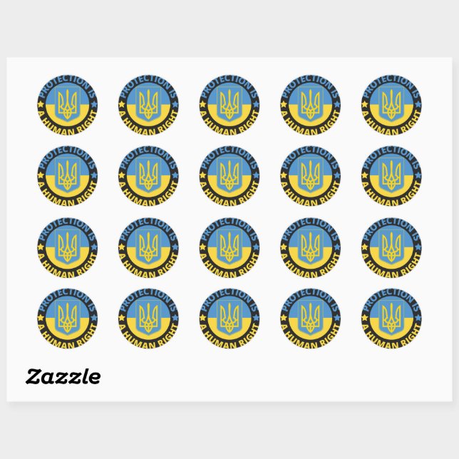 Protection is a human right/ I Stand with Ukraine, Classic Round Sticker (Sheet)
