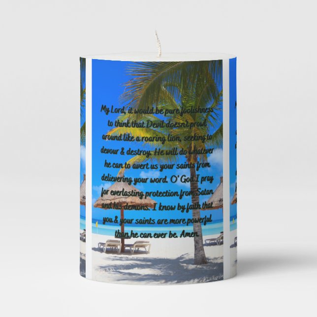 Protection Prayer Against Evil Pillar Candle (Front)