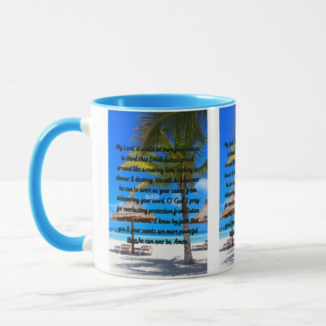 Protection Prayer Against Evil Two-Tone Mug (Left)