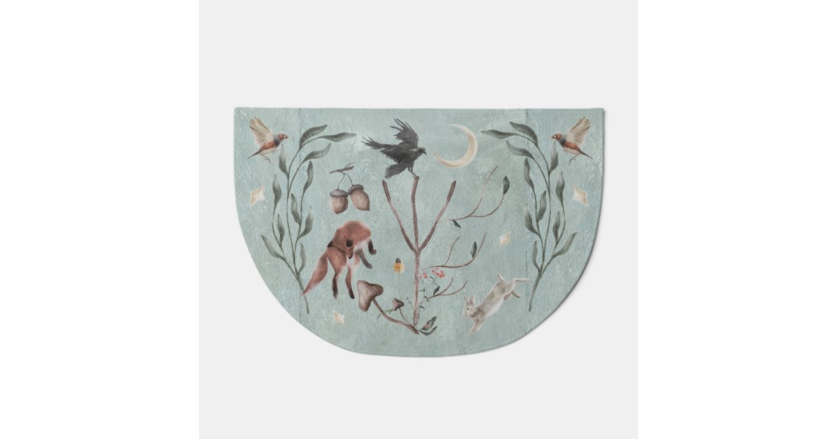 Protection Rune Doormat Protection Rune Algiz Crow Fox Rabbit Doormat | Zazzle