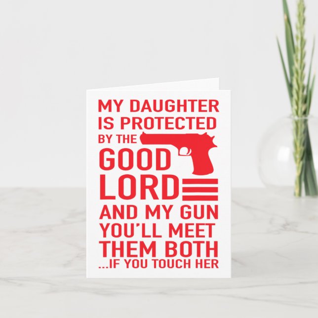 Protective Daddy Funny Dad Of Girl Tee  Card (Front)