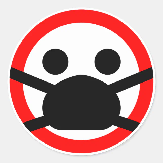 protective face mask warning sign classic round sticker | Zazzle