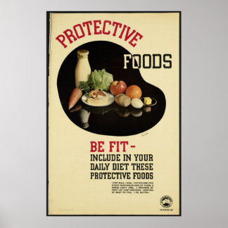 Protective foods Vintage Travel Poster Ad Retro
