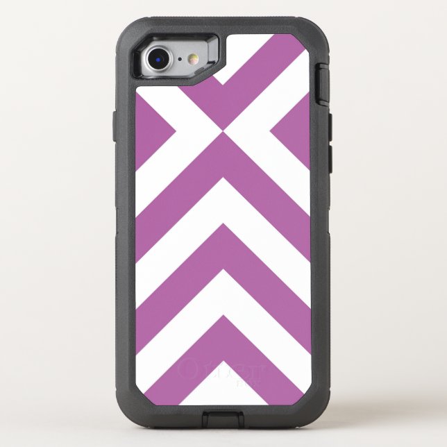 Protective Geometric Lavender and White Chevrons Otterbox iPhone Case (Back)