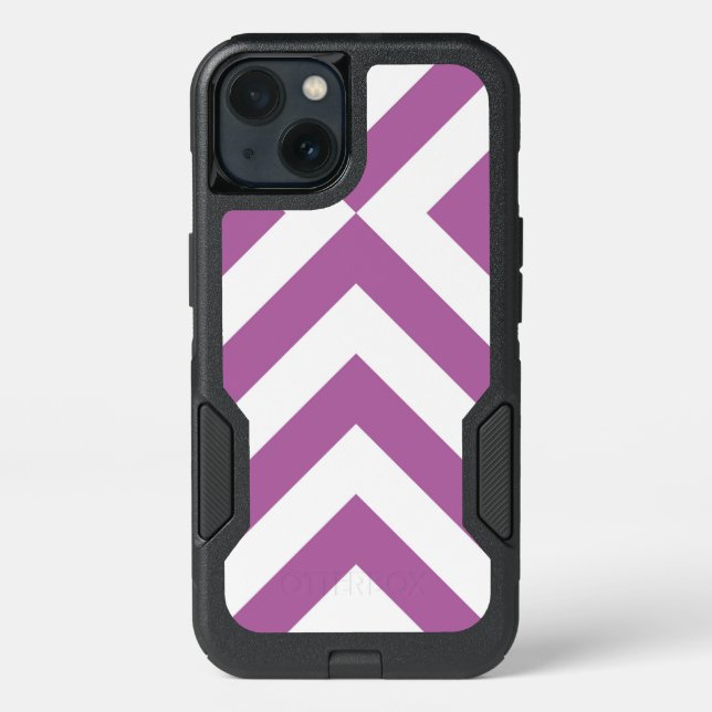 Protective Geometric Lavender and White Chevrons Otterbox iPhone Case (Back)