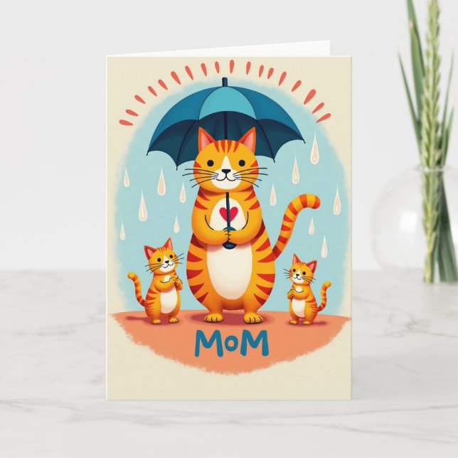 Protective Mom Feline Illustration Card (Front)
