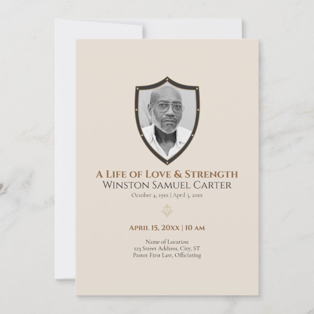 Protective Shield Inspired 6 Photo Memorial Invitation (Front)