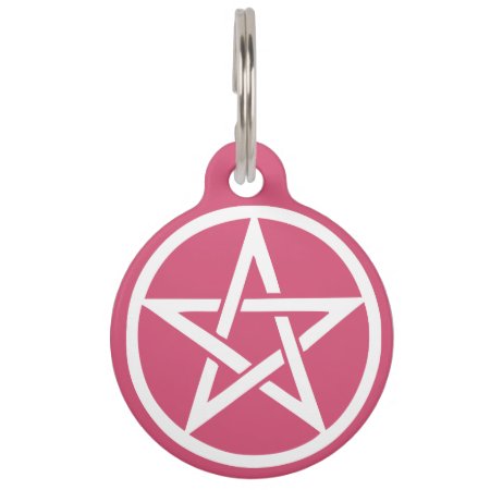 Protective Witches Pentacle Pink Pet Tag