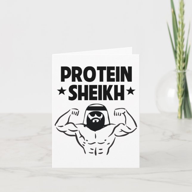 Protein Sheikh Funny Arabic Gym Fitness Lover Body Card (Front)