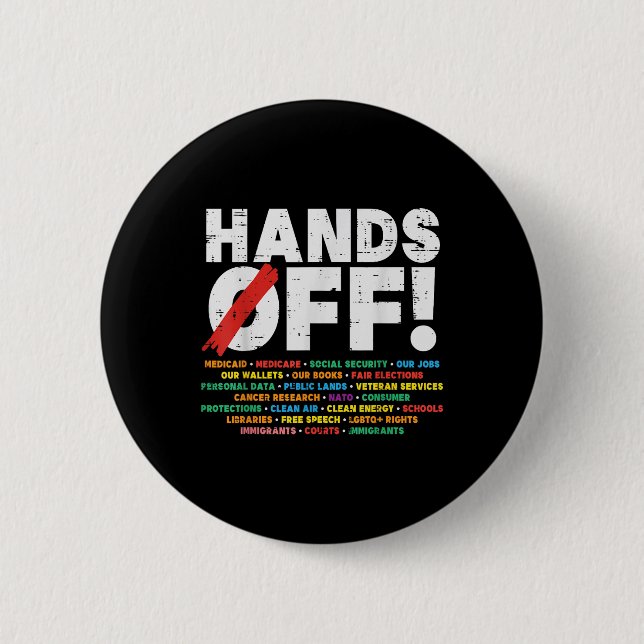Protest Hands Off Medicare Social Security Resist  Button (Front)