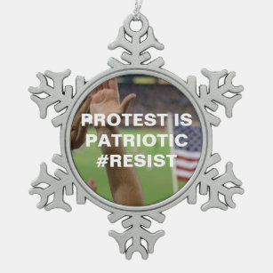 Protest is Patriotic Resist Flag Snowflake Snowflake Pewter Christmas Ornament