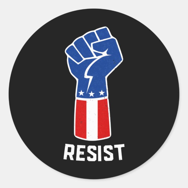 Protest Resist Fist Red White And Blue  Classic Round Sticker (Front)