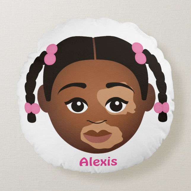 #Proud2BNaturalMe Child's Personalized (Vitiligo) Round Pillow (Front)