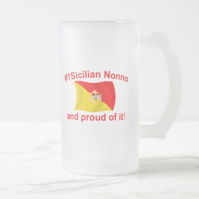 Proud #1 Sicilian Nonno Frosted Glass Beer Mug (Right)