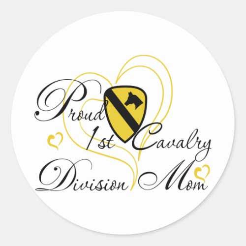 Proud 1st Cavalry Mom Heart Classic Round Sticker