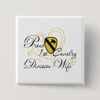Proud 1st Cavalry Wife Heart Button