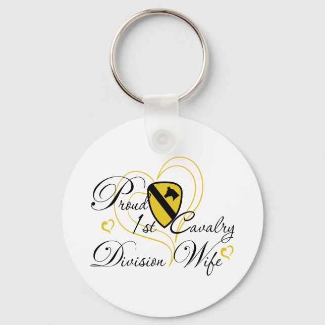 Proud 1st Cavalry Wife Heart Keychain (Front)