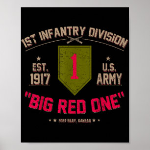 Proud 1st Infantry Division Us Veteran Big 1 Red O Poster