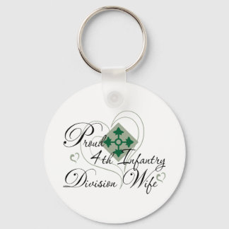 Proud 4th Infantry Wife Heart Keychain