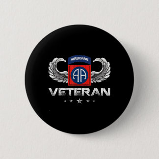 Proud 82nd Airborne Division Paratrooper Veteran Button