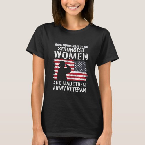Proud A Female Veteran American Army T_Shirt