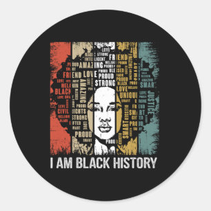 Proud African American Woman Afro I Am Black Histo Classic Round Sticker
