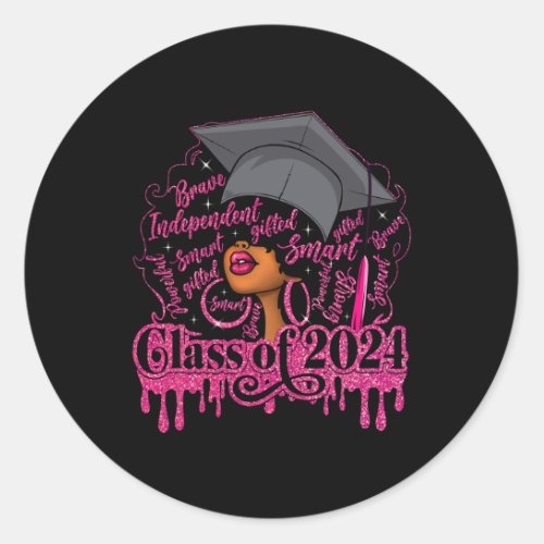 Proud Afro Black Girl Woman Graduation Class Of 20 Classic Round Sticker