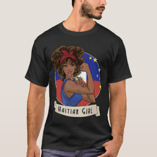 Proud Afro Haitian Haitian Girl Haiti Flag Heritag T-Shirt