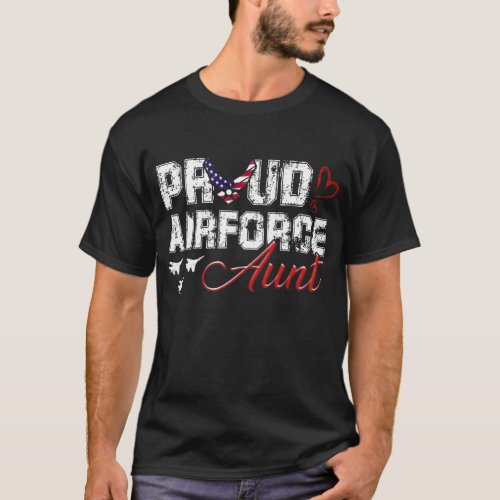 Proud Air Force Aunt US Heart Military Women T_Shirt