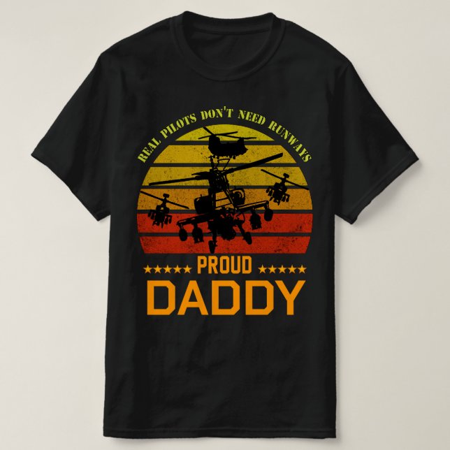 Proud Air Force Dad Real Pilots Don't Need Runways T-Shirt (Design Front)