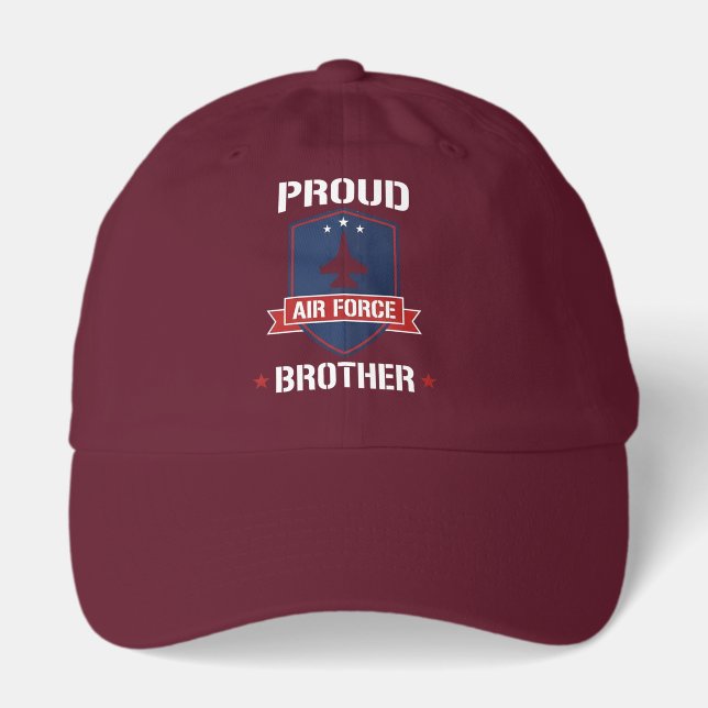 Proud Air Force Military Brother Crest Emblem Hat (Front)
