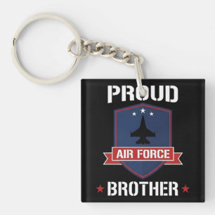 Proud Air Force Military Brother Crest Emblem Keychain