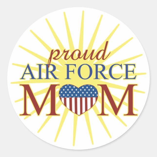 Proud Air Force Mom Classic Round Sticker (Front)