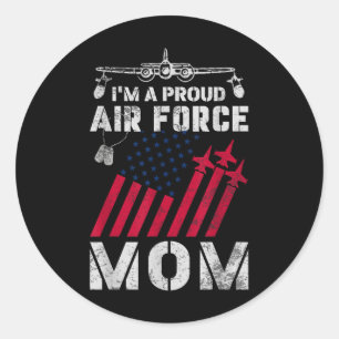 Proud Air Force Mom Military Us Air Force Family M Classic Round Sticker