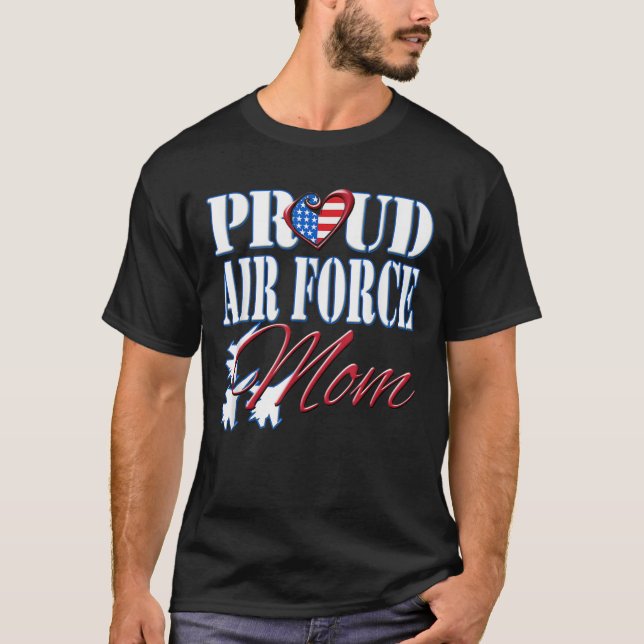 Proud Air Force Mom Shirt US Heart Military Mother (Front)