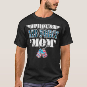 Proud Air Force Mom  US Flag Dog Tags Wings Milita T-Shirt