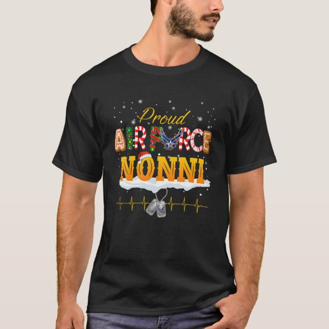 Proud Air Force Momma Santa Hat Christmas Family T-Shirt (Front)